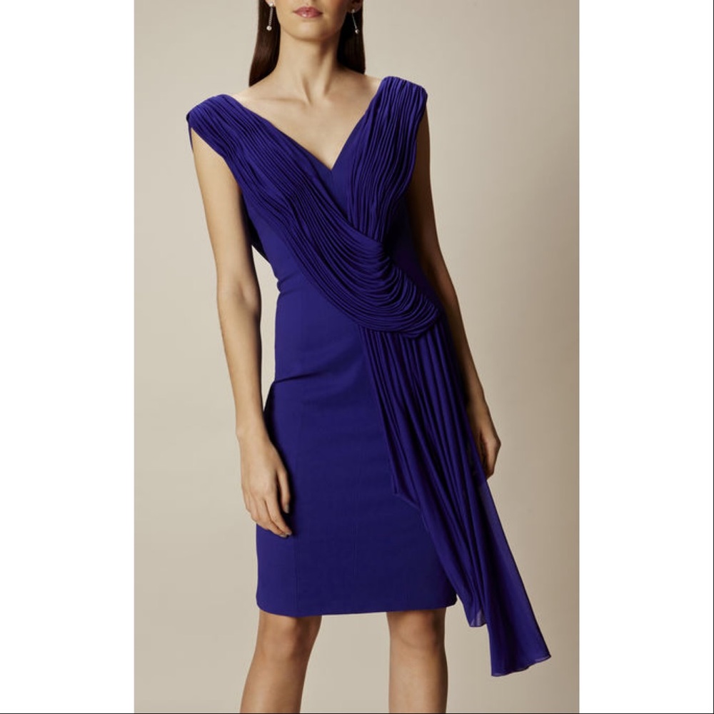 Karen Millen NAVY DRAPE PENCIL DRESS